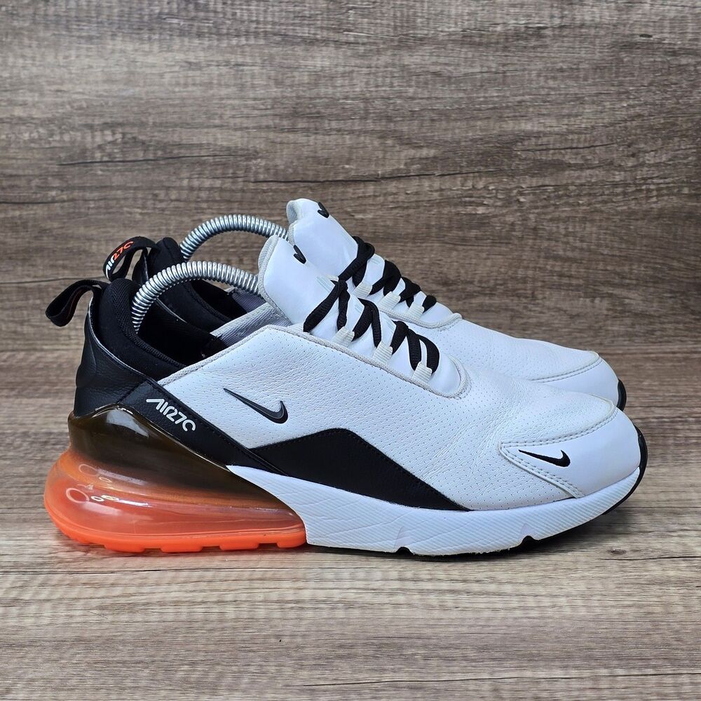 Nike Air Max 270 Leather Men's Size 9 White Black Running Shoes (BQ6171-100)